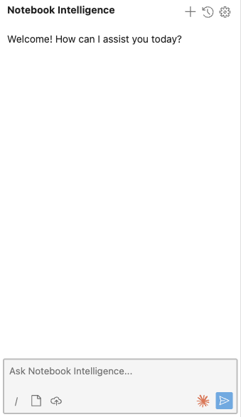The NBI chat sidebar with its header icons and prompt input
